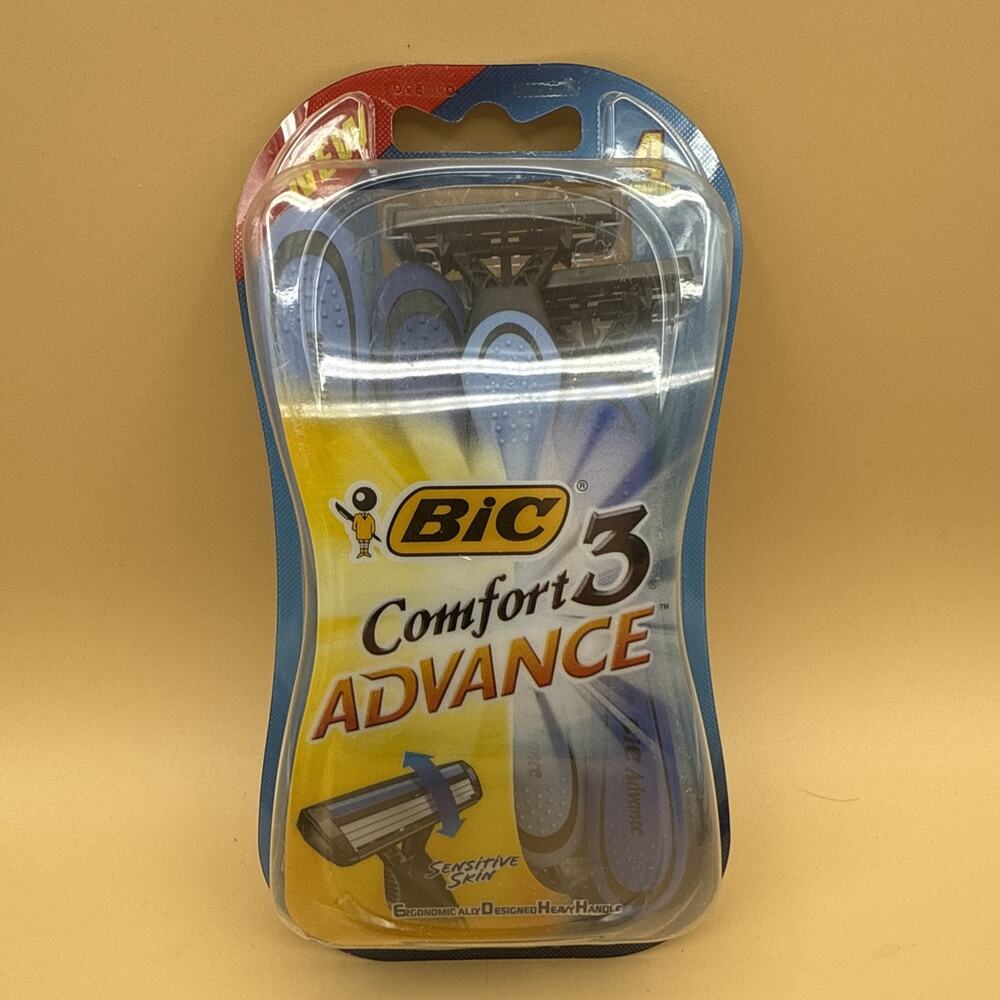 BIC Comfort 3 Advance Razor Sensitive Skin Triple Blade Aloe Vitamin E 4 Shavers